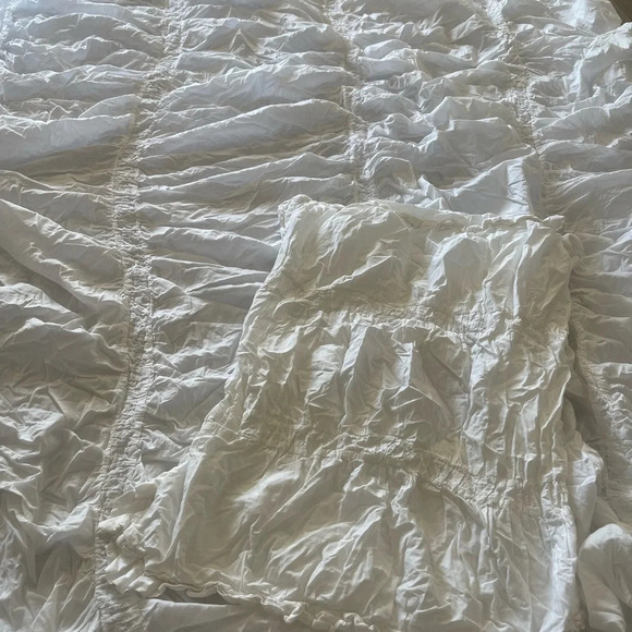 Simply Shabby Chic TWIN Solid White Ruched Smocked Duvet Cover Rachel Ashwell - Picture 5 of 16